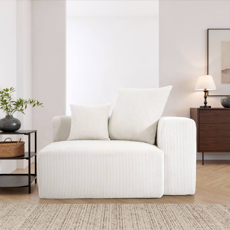 51"W Oversized Modular No Assembly Corduroy Accent Corner Chair