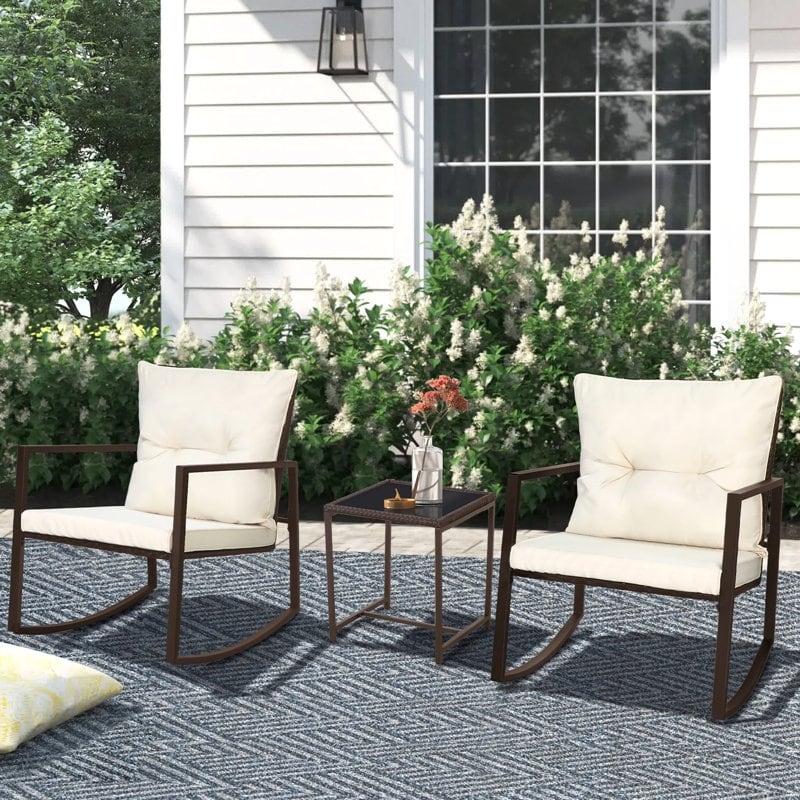 Pheap Outdoor Patio 3 piece Rocking Wicker Bistro Set by Havenside