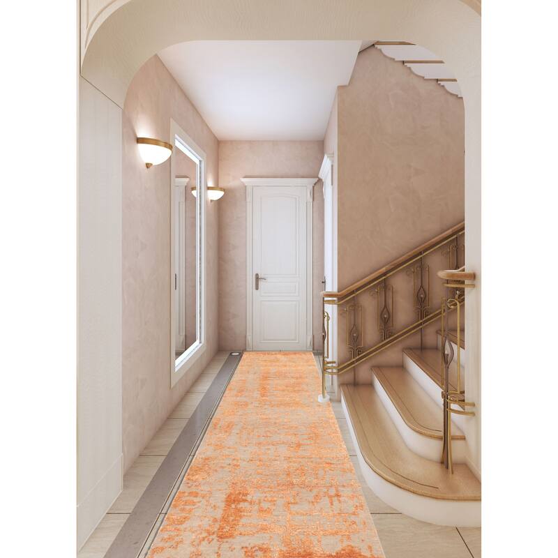 ECARPETGALLERY Hand-knotted Legacy Copper Silk, Wool Rug - 2'6 x 12'0