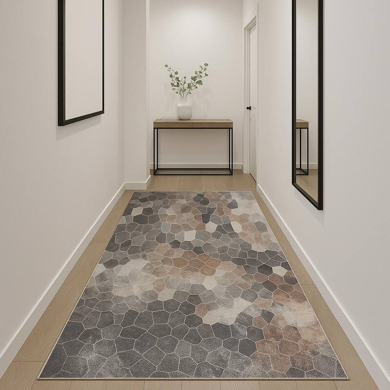 HomeRoots Geometric Modern Runner Area Rug - 144.00 in. x 27.00 in.  x 0.40 in.