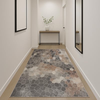 HomeRoots Geometric Modern Runner Area Rug