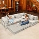 preview thumbnail 41 of 179, Jaxx Unsofa Modular Convertible Sectional Sofa with Fold Out King Sleeper Bed U-Shaped Sectional. - Performance Microvelvet Ivory