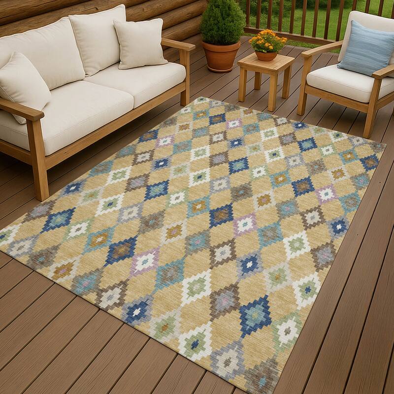 Machine Washable Indoor/ Outdoor Global Ahmet Chantille Rug