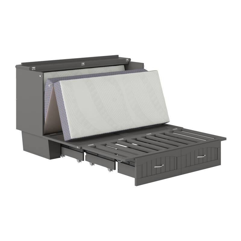 Murphy Bed Chest - Storage Drawer & USB Charger - Space Saving Furniture