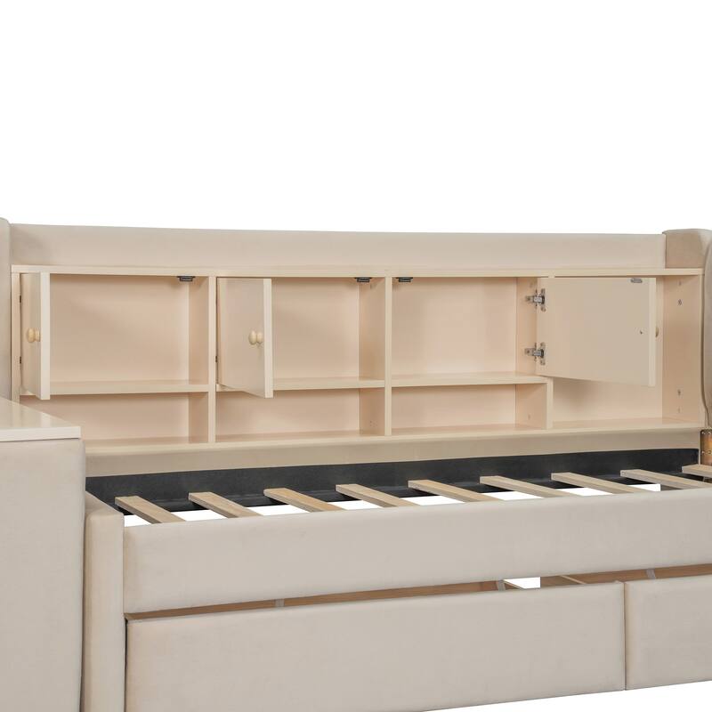 Versatile Twin Size Upholstered Daybed with Built-In Desk and Storage Function by Harper&Bright Designs