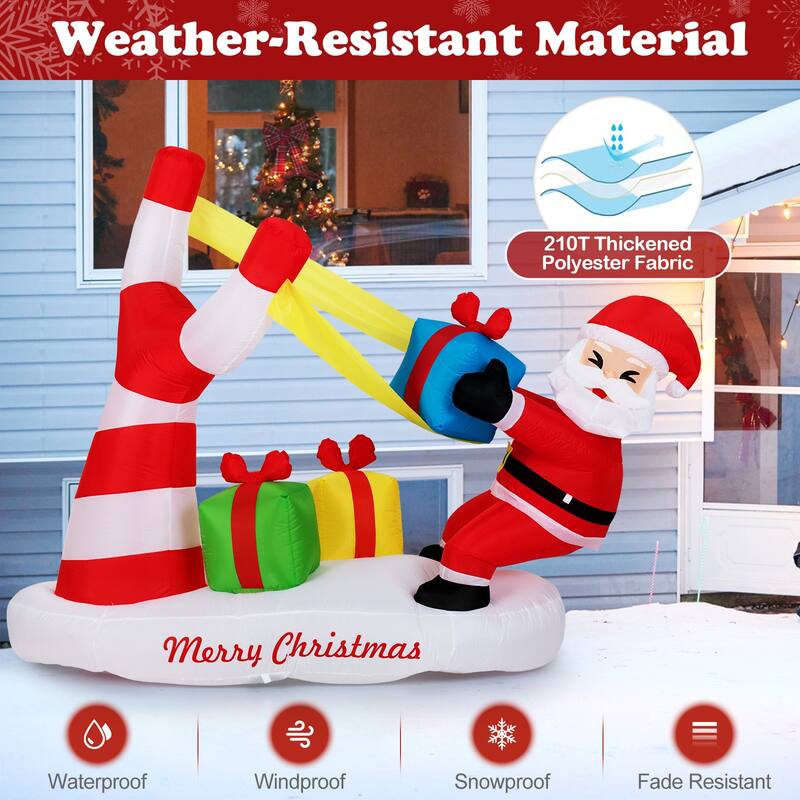 7 ft Outdoor Christmas Inflatable Santa Claus Decoration with LED Lights and Gift Slingshot