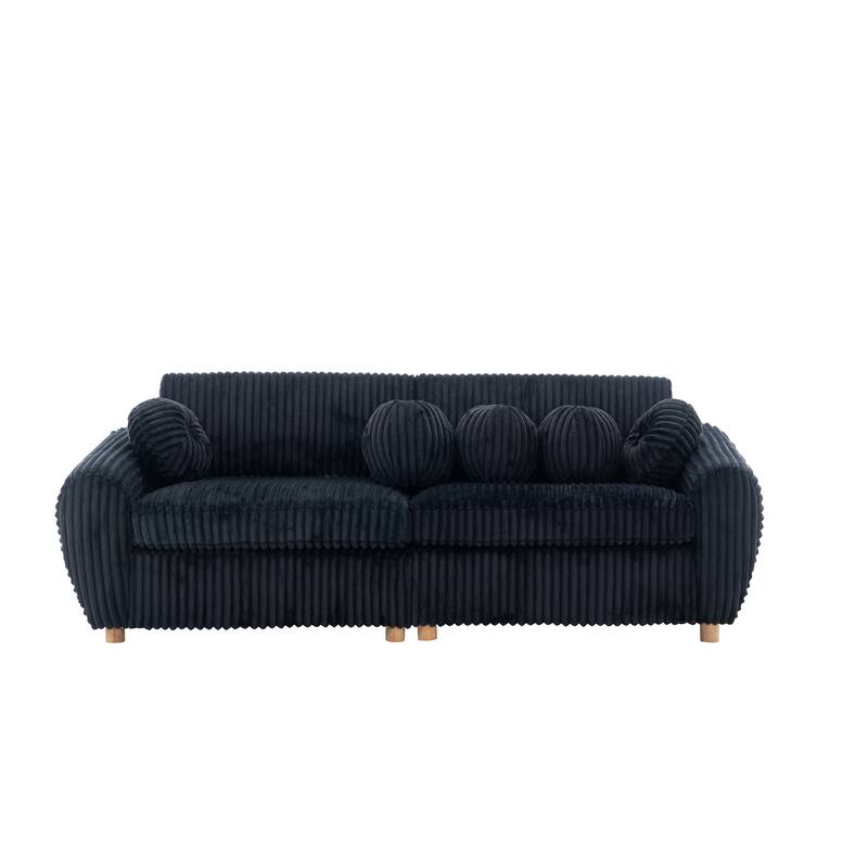 Oversized Corduroy Loveseat Couch Deep Seat Sofa with Solid Wood Frame