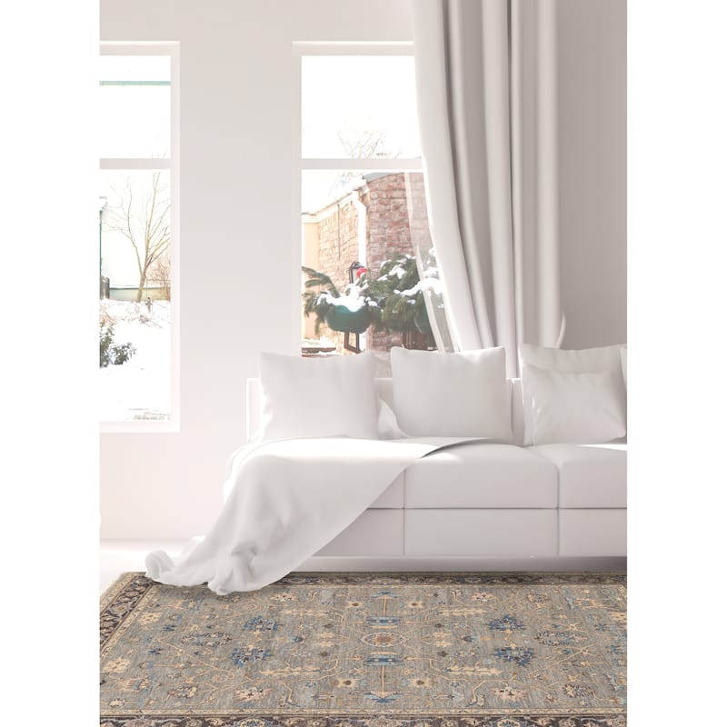 ECARPETGALLERY Hand-knotted Finest Agra Jaipur Teal Wool Rug - 5'5 x 8'5