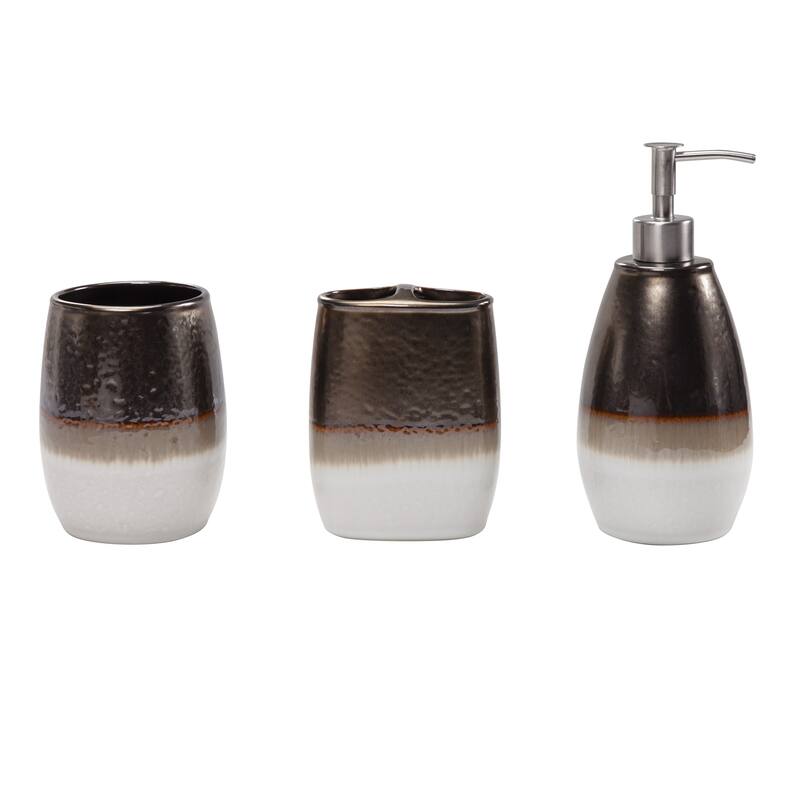 Paseo Road by HiEnd Accents Gilded Stoneware Countertop Bathroom Set, 3PC
