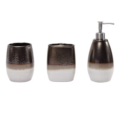 Paseo Road by HiEnd Accents Gilded Stoneware Countertop Bathroom Set, 3PC