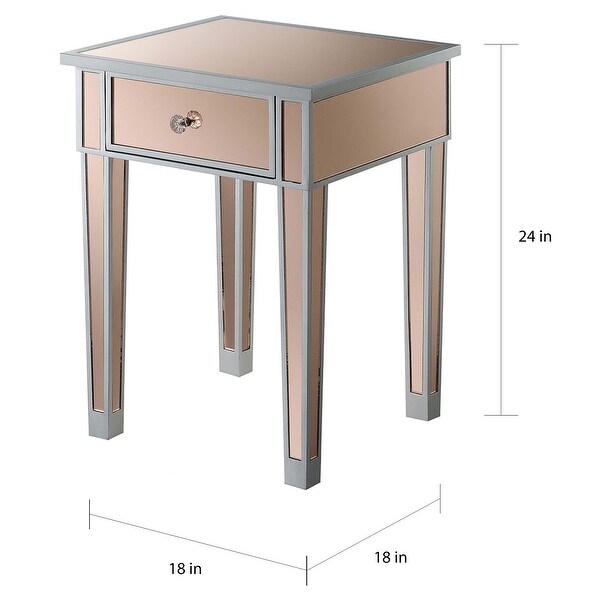 Silver Orchid Talmadge Mirrored End Table with Drawer