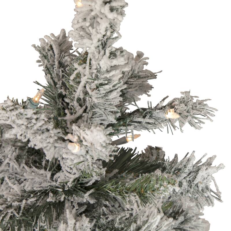 4.5' Pre-Lit Flocked Pine Medium Artificial Christmas Tree - Clear Lights