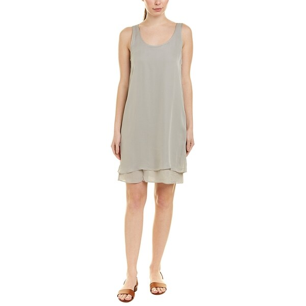 grey silk shift dress