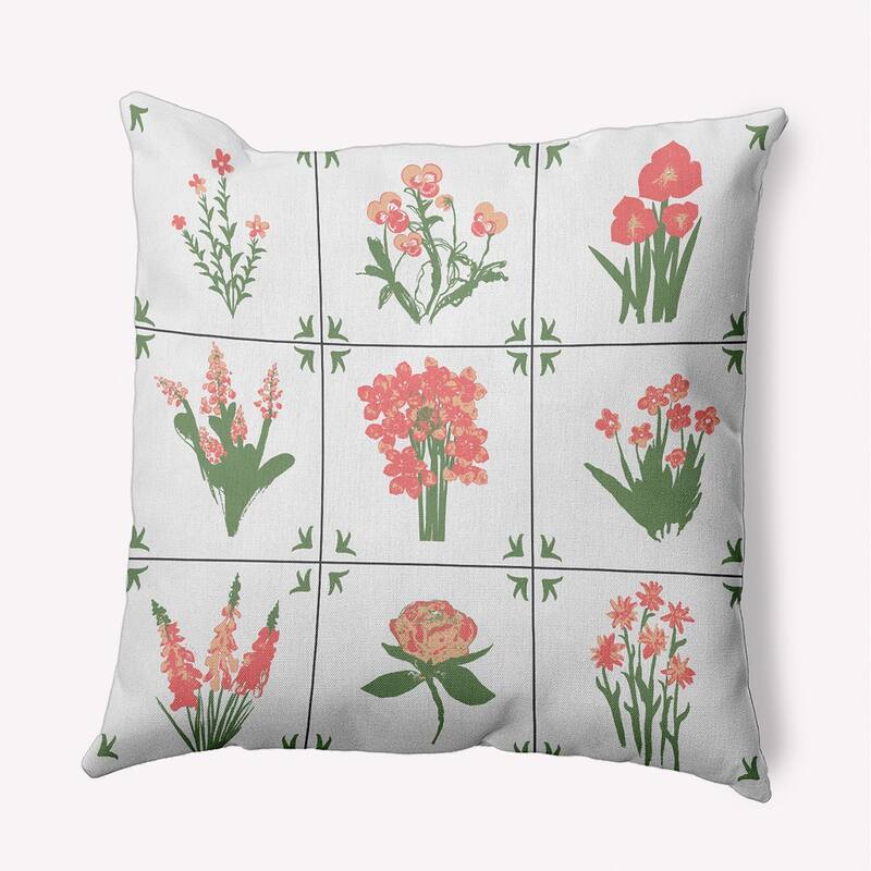 Framed Field Flowers Decorative Throw Pillow - 20" x 20" - Blush Coral