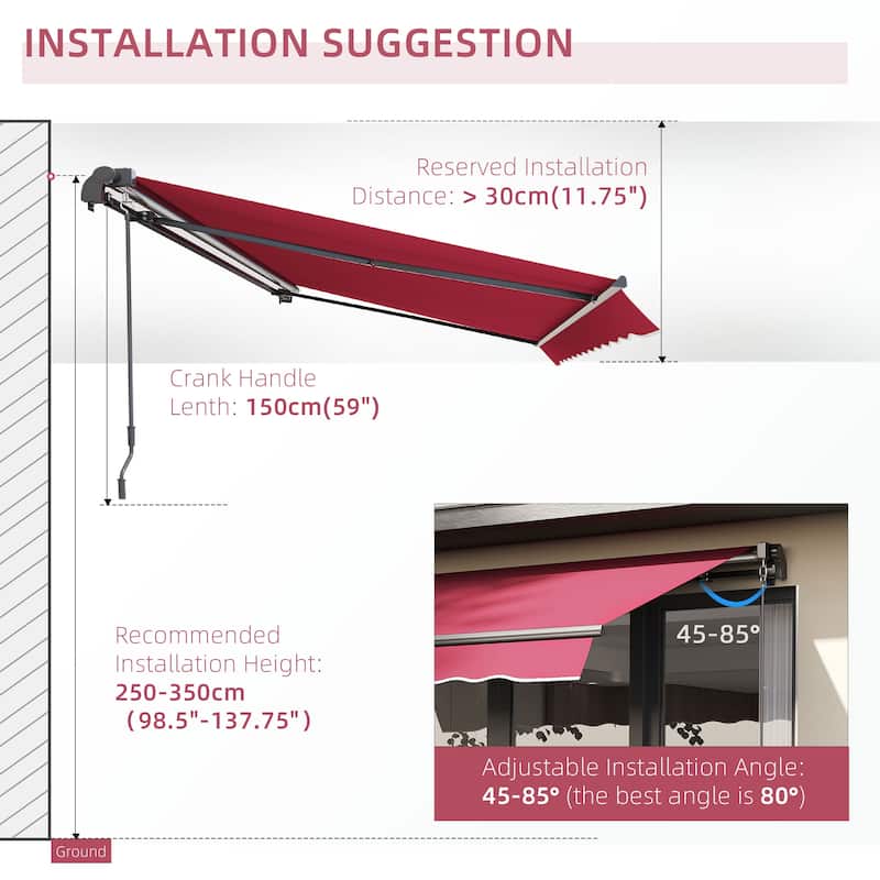 Outsunny 10x8-foot Manual Retractable Sunshade Shelter Awning
