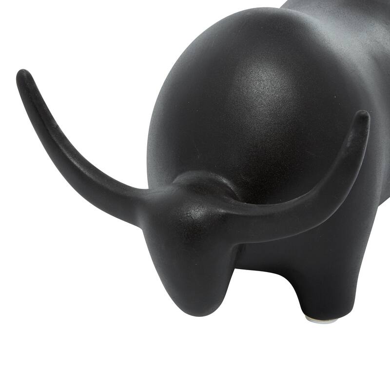 Ceramic Bull Decorative Sculpture - Black - Roche River Decor