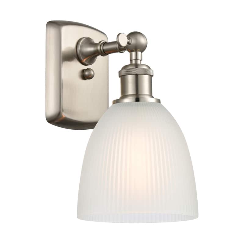 Innovations Lighting Castile 11" Tall Bathroom Sconce - Brushed Satin Nickel / White