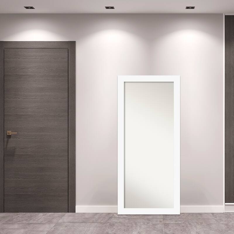 Basic Non-Beveled Wood Framed Full-Length Floor Leaner Mirror - Glass Size 24x60