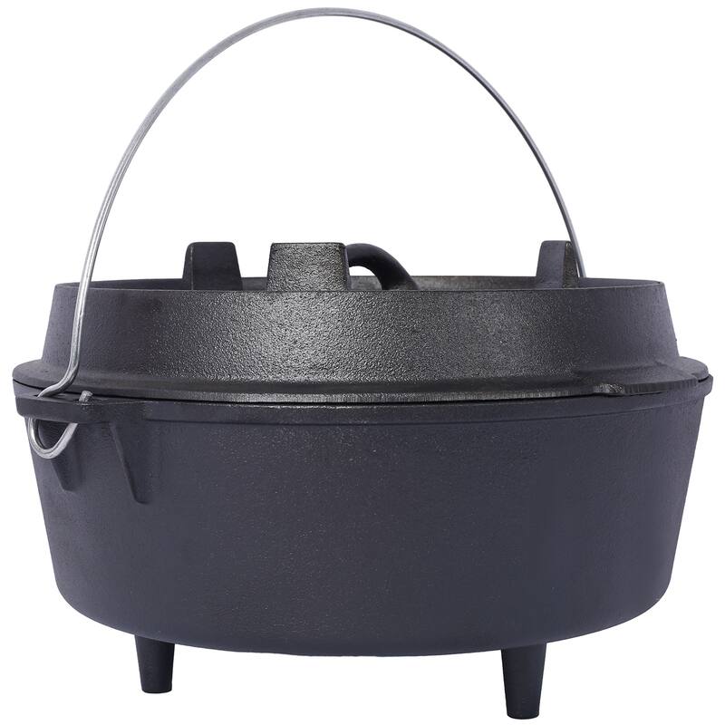 Pre-Seasoned Cast Iron Dutch Oven,Skillet Lid for Campfire BBQ Baking