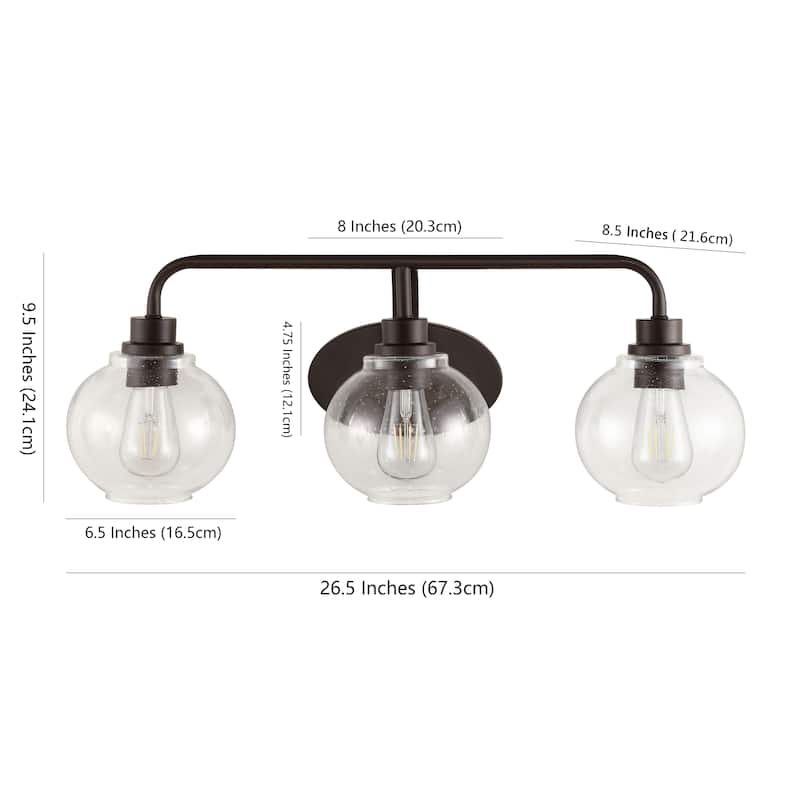 Staunton Iron/Seeded Glass Cottage Rustic LED Vanity Light, by JONATHAN Y