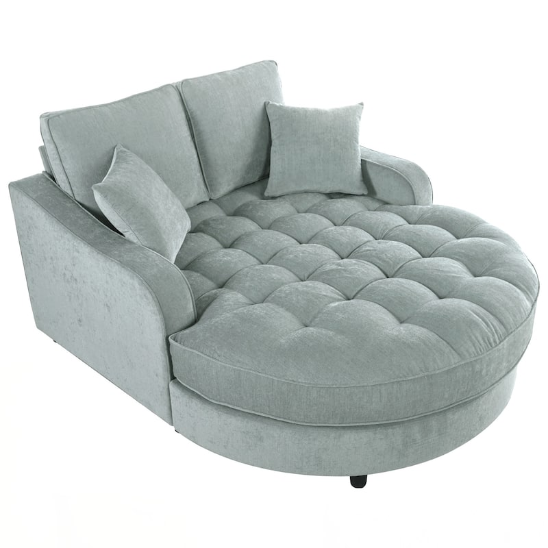 55" Modern Chaise Lounge Sofa Bed Upholstered Sofa Couch with Seat and Detachable Pillows for Living Room