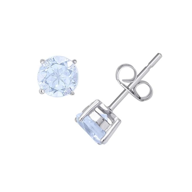 Victoria Townsend .925 Sterling Silver 6MM Round Aqua Topaz Stud Earrings