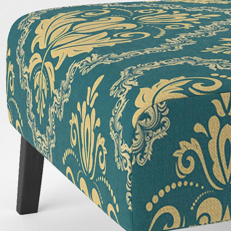 Designart "Green Orient Damask" Upholstered Patterned Accent Chair and Arm Chair