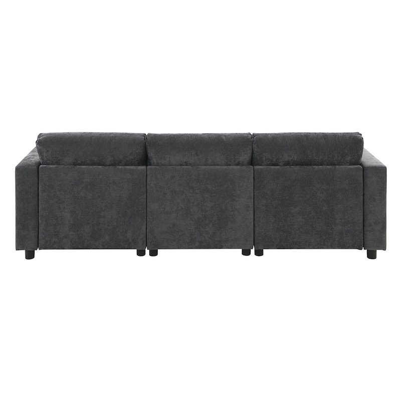 U Shaped Modular Sectional Sofa with Storage Pockets, Pillows, Ottoman