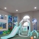 preview thumbnail 23 of 32, 5 in 1 Long Slide w/ Basketball Hoops,Football gate,Ringtoss,Swing Set Blue