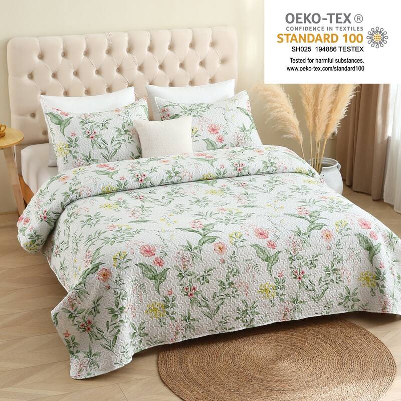 Pink Plaid Patchwork Quilt Set Bedspread