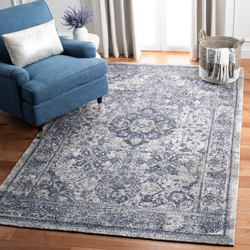 SAFAVIEH Handmade Classic Vintage Laia Transitional Polyester Rug - 8' x 10' - Navy/Sage