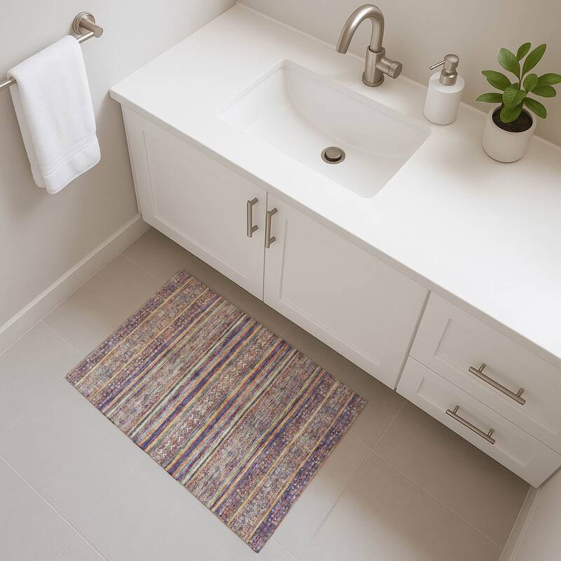 Premium Washable Super Soft Boho Stripes Mayfield Rug - Blue - 1'8" x 2'6"