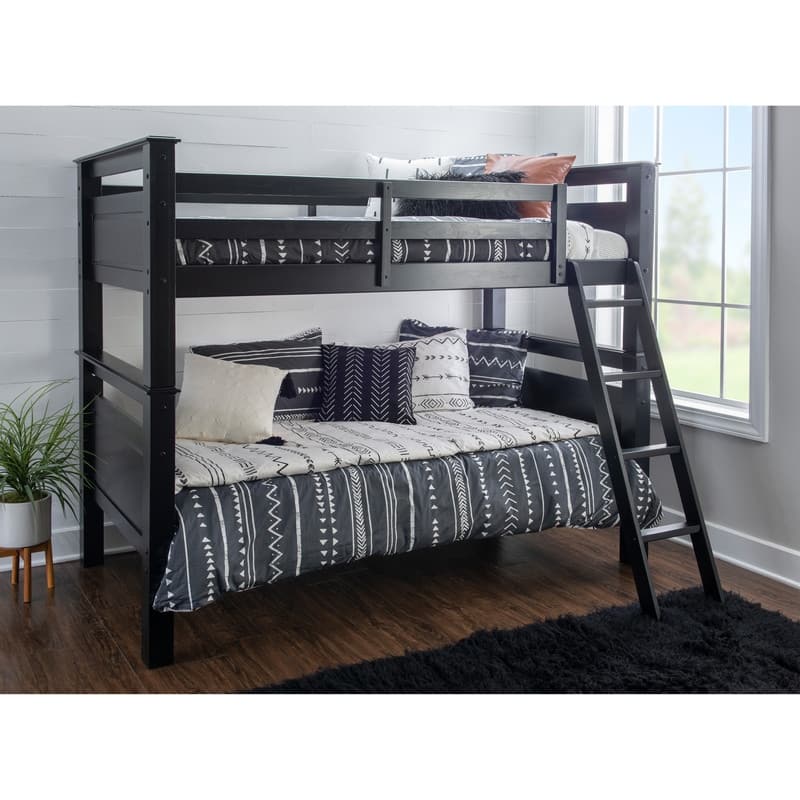 Linon Beckett Wood Twin Over Twin Bunk Bed