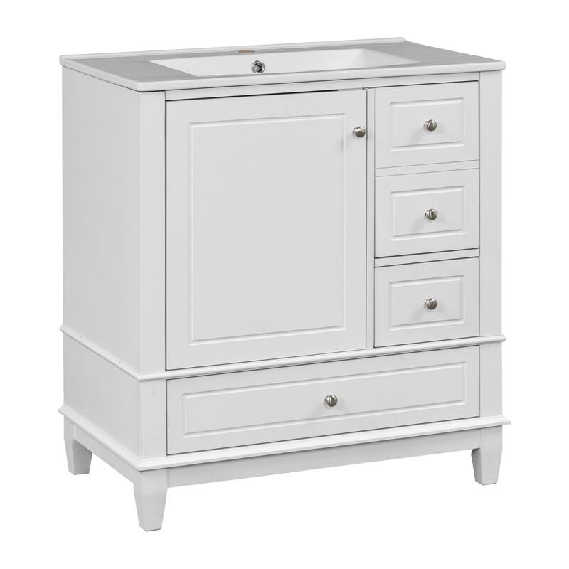 30" Bathroom Vanity with Sink,with Shelf and Three Drawers