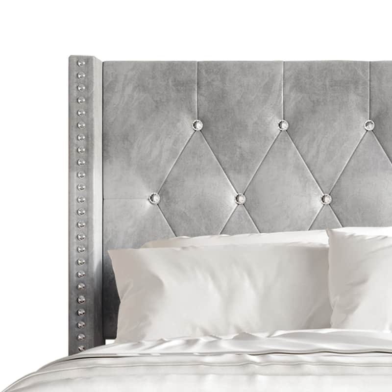 CraftPorch Glam Button Tufted Wingback Upholstered Bed