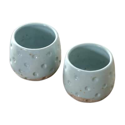 Novica Handmade First Snow Ceramic Teacups (Pair)