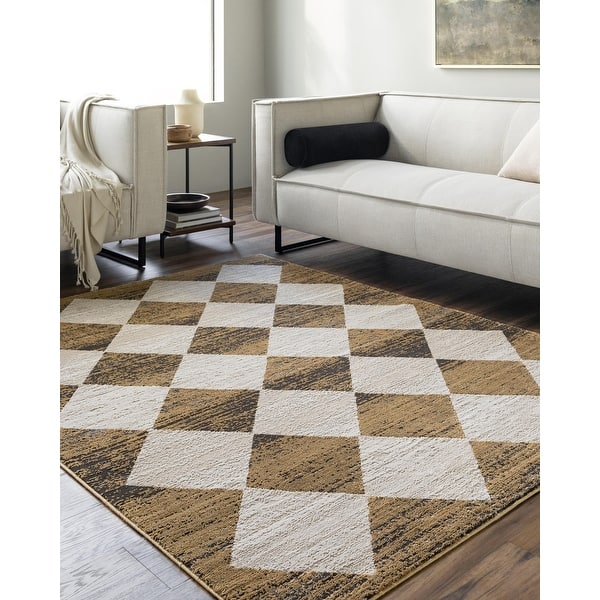 slide 2 of 12, Livabliss Allegro Modern Diamond Area Rug Tan/Ivory - 6' 7" x 9'