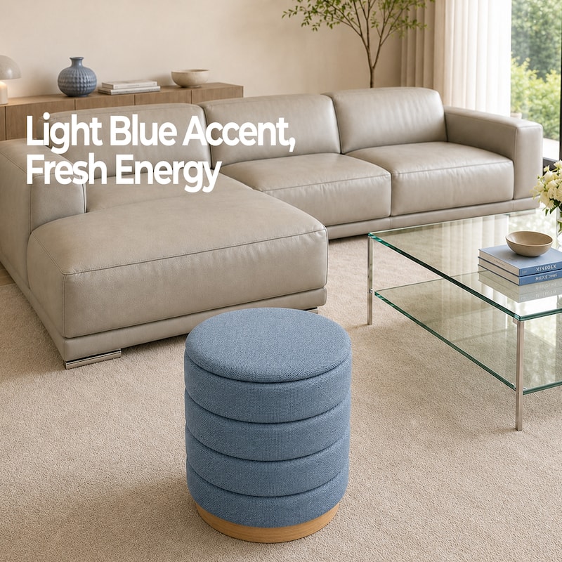Aria Home Modern Cylinder Ottoman with Hidden Storage Upholstery Seat