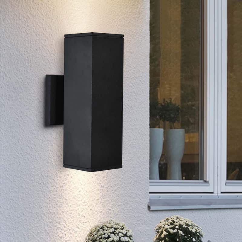 2-Light Modern Industrial Farmhouse 11.02'' Matte Black Outdoor Wall Sconce - N/A - Black