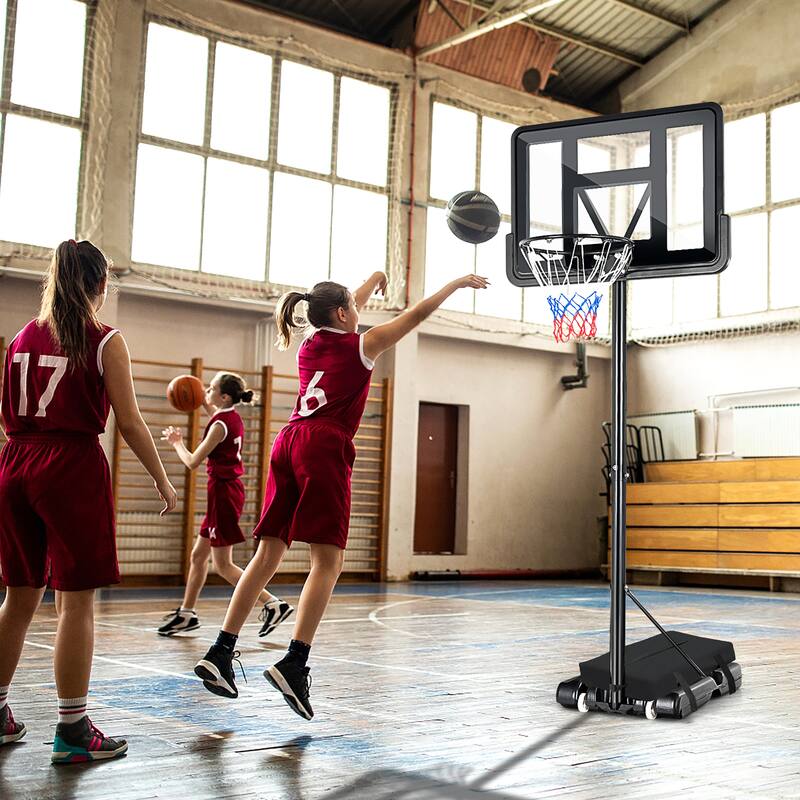 Gymax Height Adjustable Portable Basketball Hoop System Shatterproof
