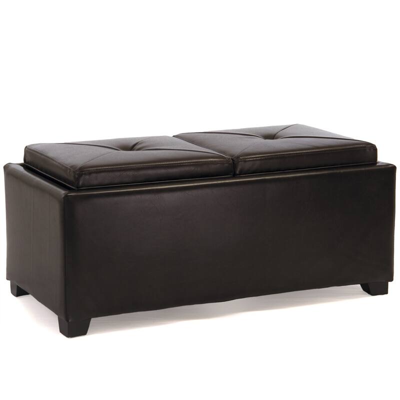 Maxwell Brown Bonded Leather Double Tray Ottoman by Christopher Knight Home