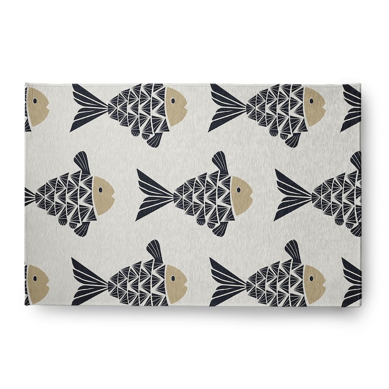 Fish Tales Nautical Indoor/Outdoor Rug - Taupe - 4' x 6'