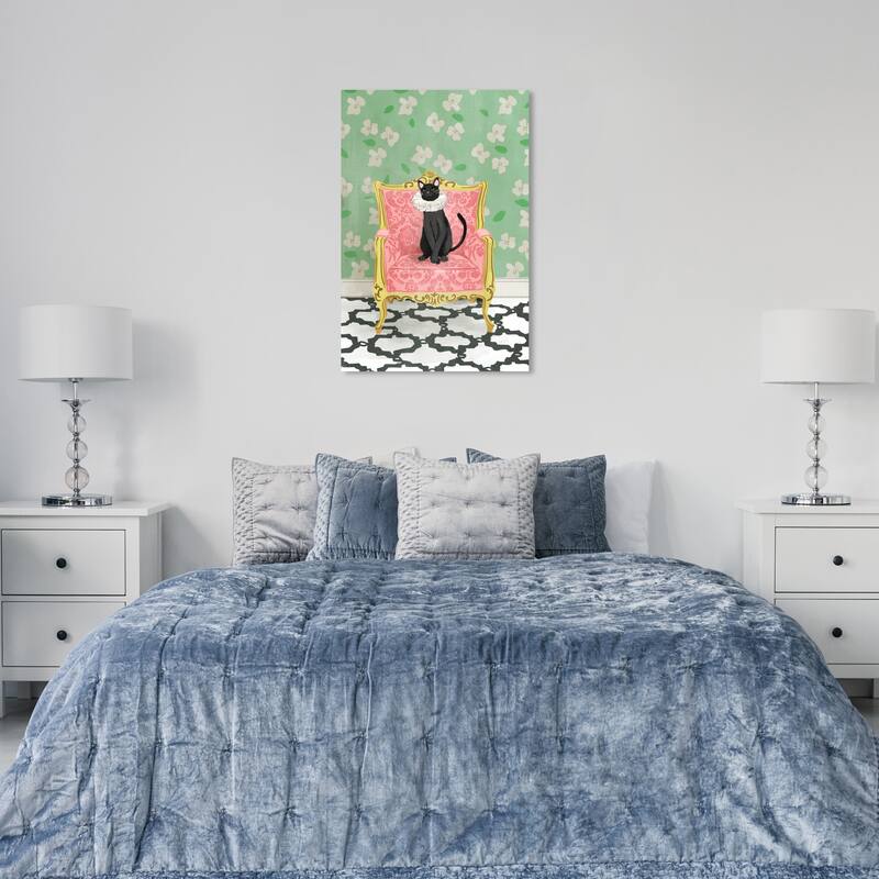Wynwood Studio Canvas Animals Purring Queen Green and Pastel Green Modern & Contemporary Wall Art Canvas Print - Green, Pink - 36 x 24