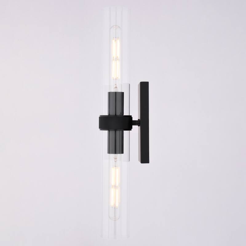 VAXCEL Bari Wall Sconce, Clear Glass Shade, Dimmable Bathroom Vanity Light Fixture, Vertical or Horizontal Mount