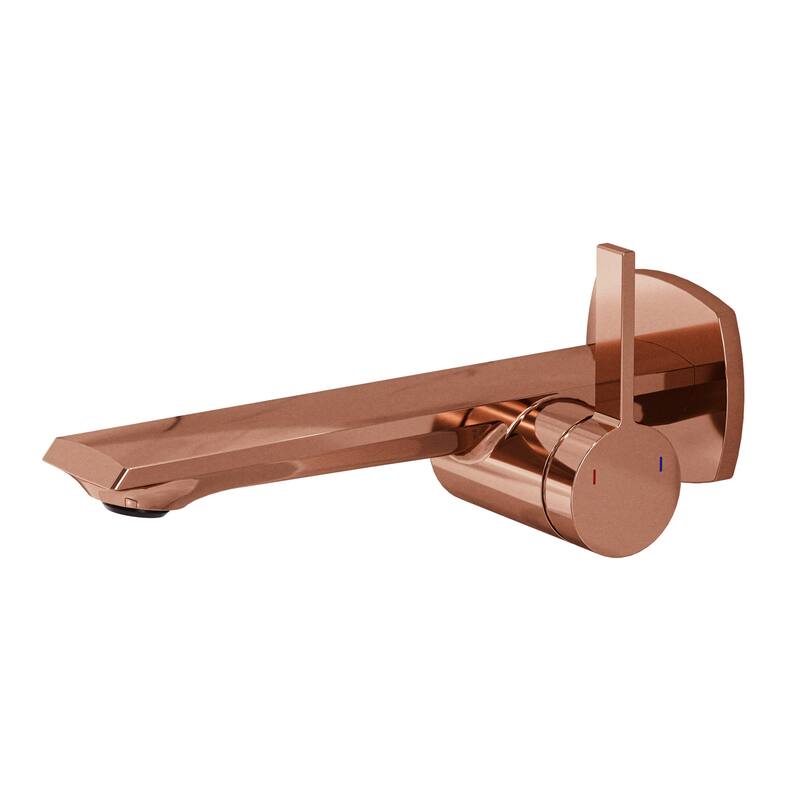 Modland Wall Mount Single Hole Bathroom Faucet with Valve Single Handle And Hot/Cold Indicator - Rose Gold