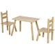 preview thumbnail 8 of 12, Qaba 3-Piece Set Kids Wooden Table Chairs Easy to Clean Gift for Boys Girls Toddlers Age 3 to 8 Years Old Natural