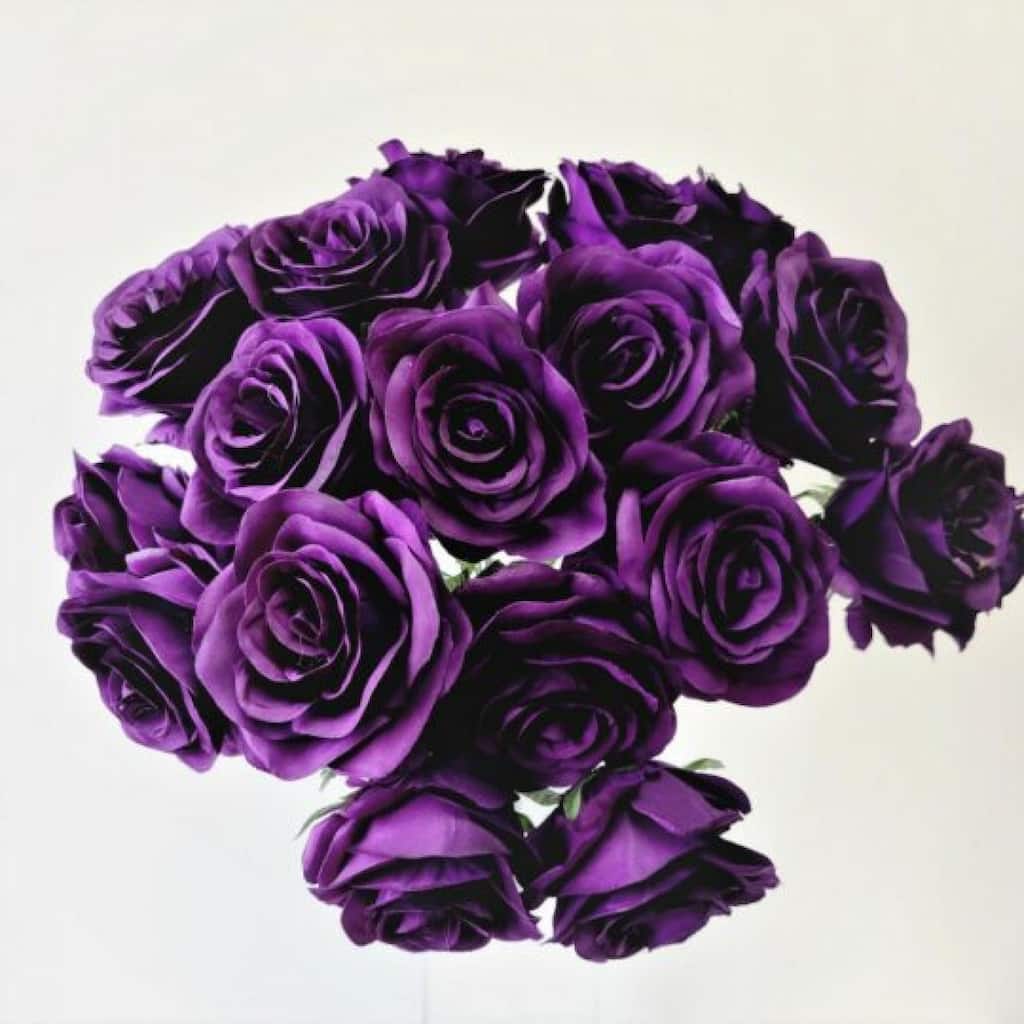 Eggplant Purple Rose Bush Artificial Flower