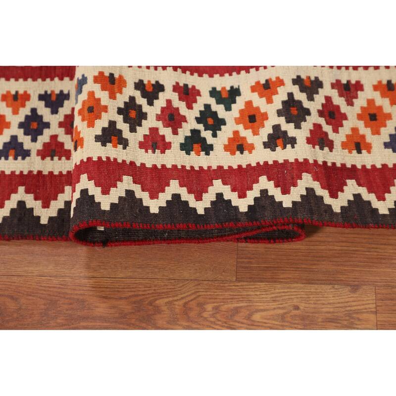 Kilim Qashqai Persian Vintage Rug Hand-Woven Wool Carpet - 5'0"x 7'9"