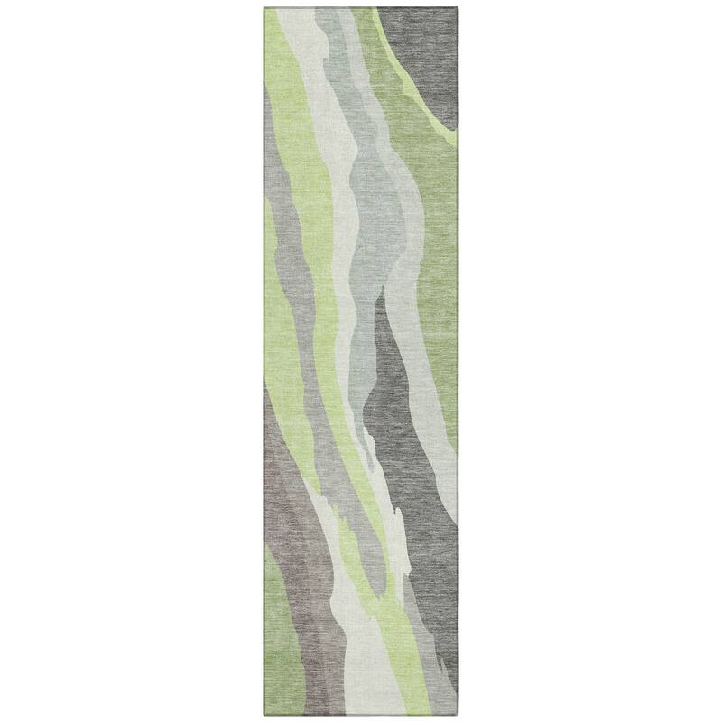 Machine Washable Indoor/ Outdoor Abstract Contemporary Chantille Rug