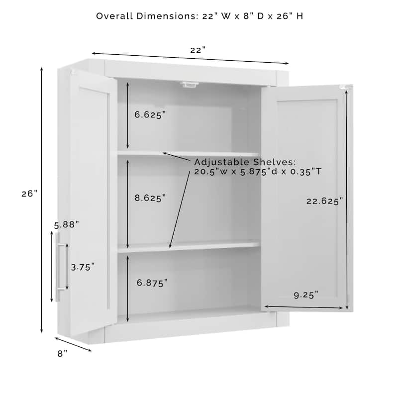 Crosley Savannah 2Pc Wall Storage Cabinet White
